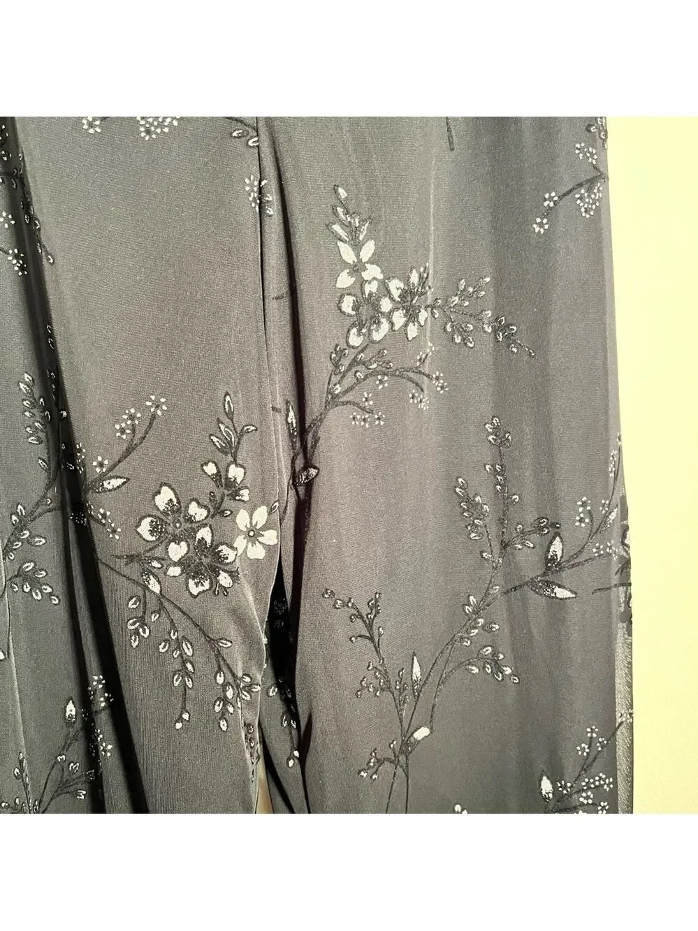 Black Floral Wide Leg Pants